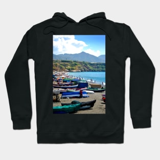 Fishing Boats Burriana Beach Nerja Spain Hoodie